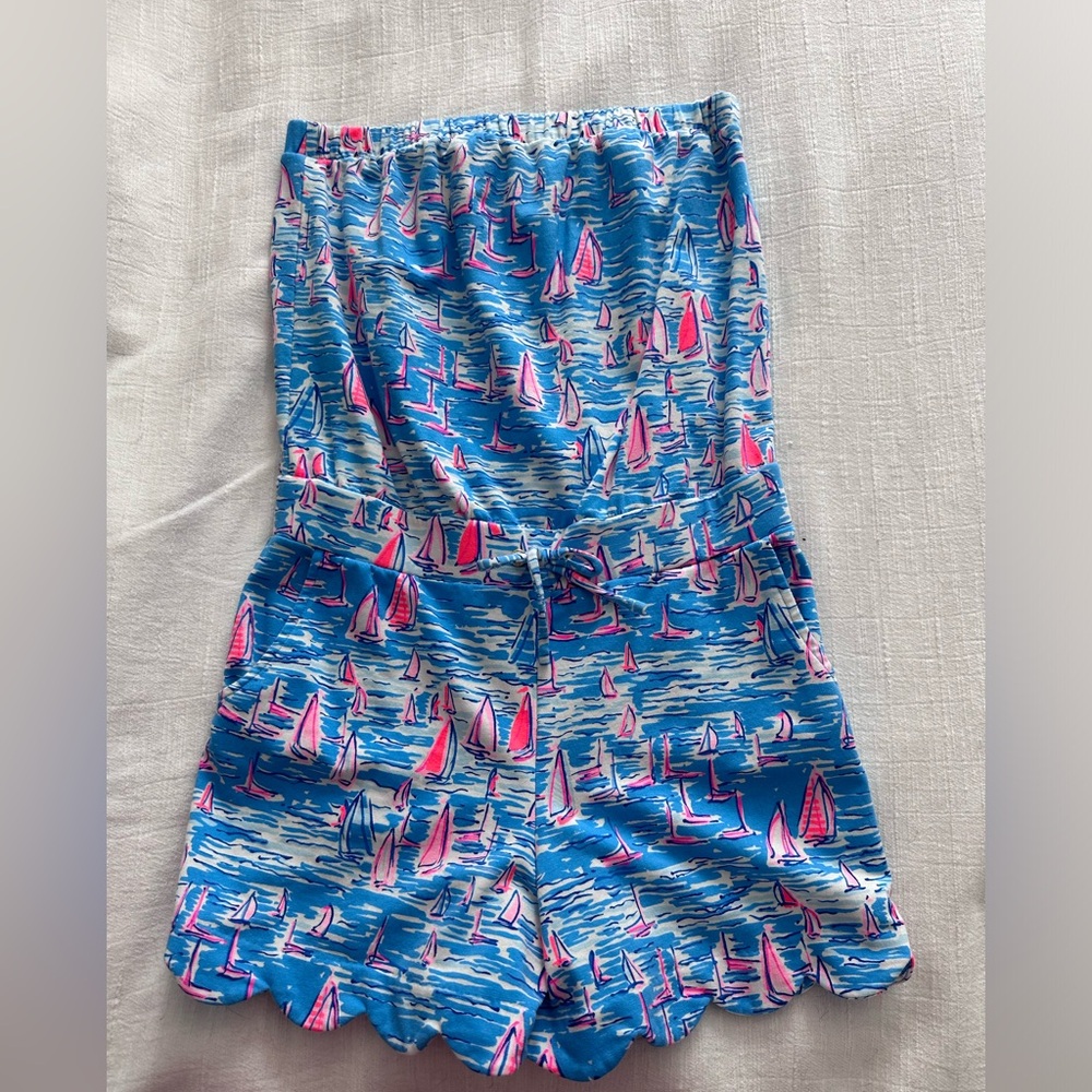Lilly Pulitzer Strapless Sailboat Romper - size small